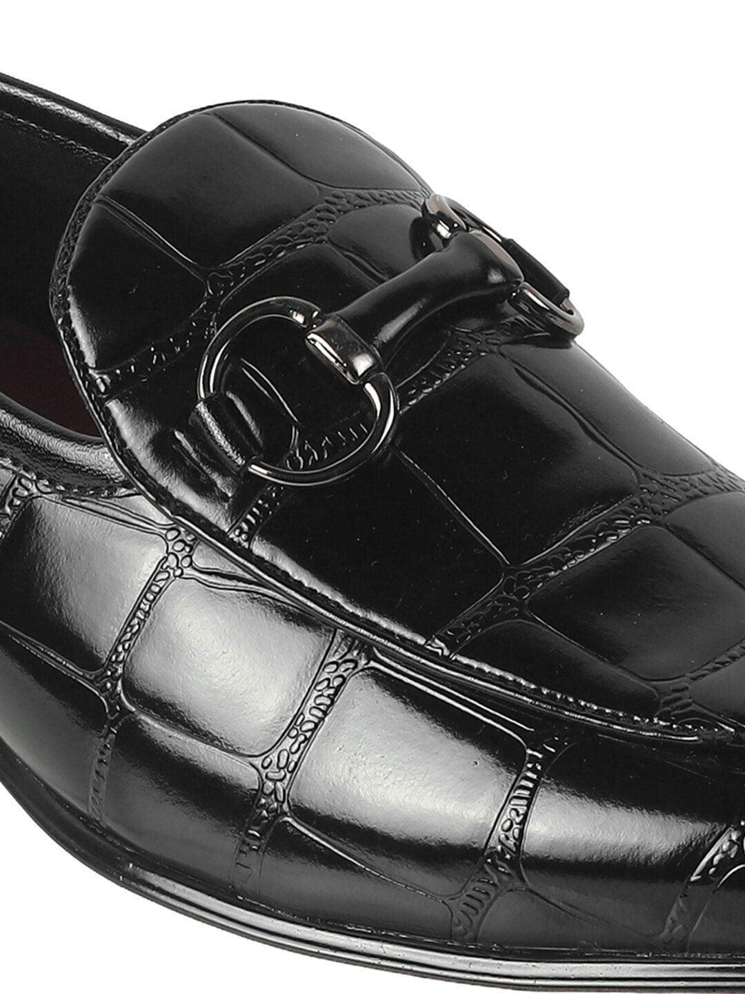 Metro Men Textured Leather Formal Slip-On Shoes