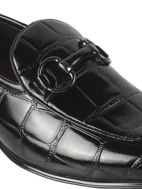Metro Men Textured Leather Formal Slip-On Shoes