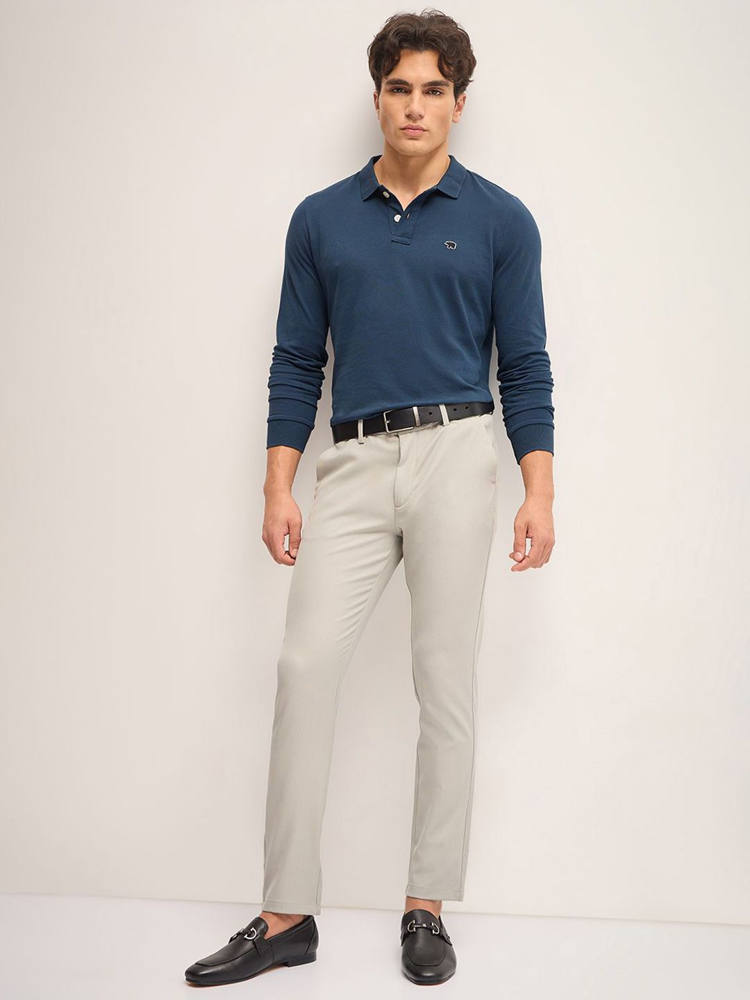 THE BEAR HOUSE Men Solid Polo Collar Pure Cotton T-shirt