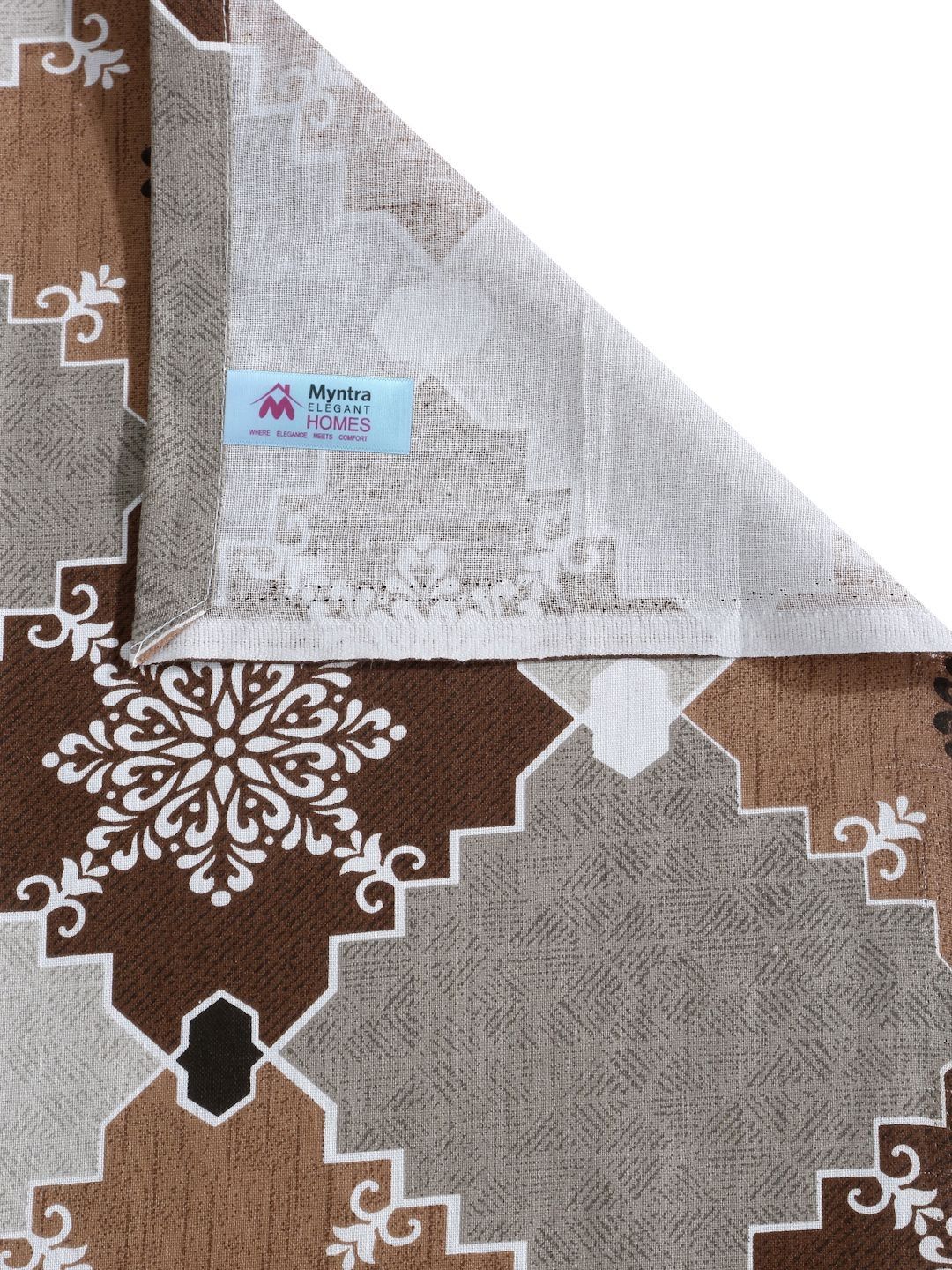 Myntra Elegant Homes Coklat & Kelabu Kapas Bunga 400 TC Set Cadar King 2.50 m x 2.25 m
