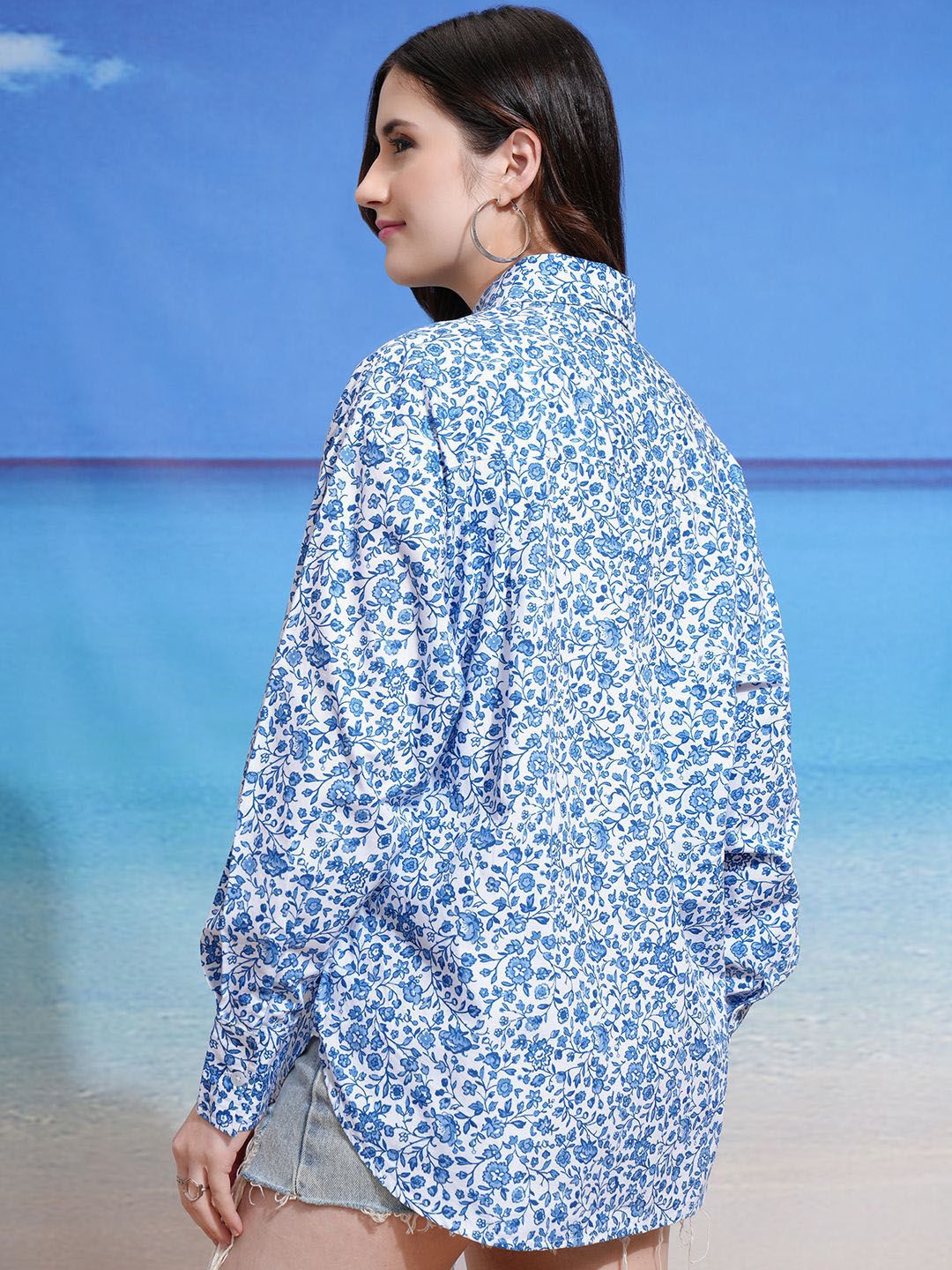 Tokyo Talkies Women Mui Floral Button-down Oversized Shirt