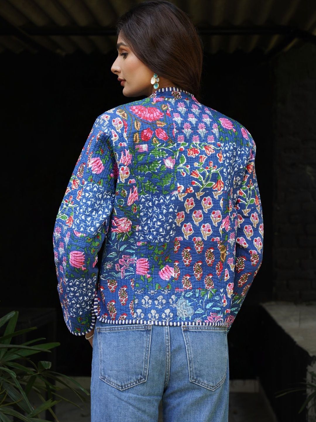 Jaket Quilted Boleh Balik Bunga House of Chikankari Wanita