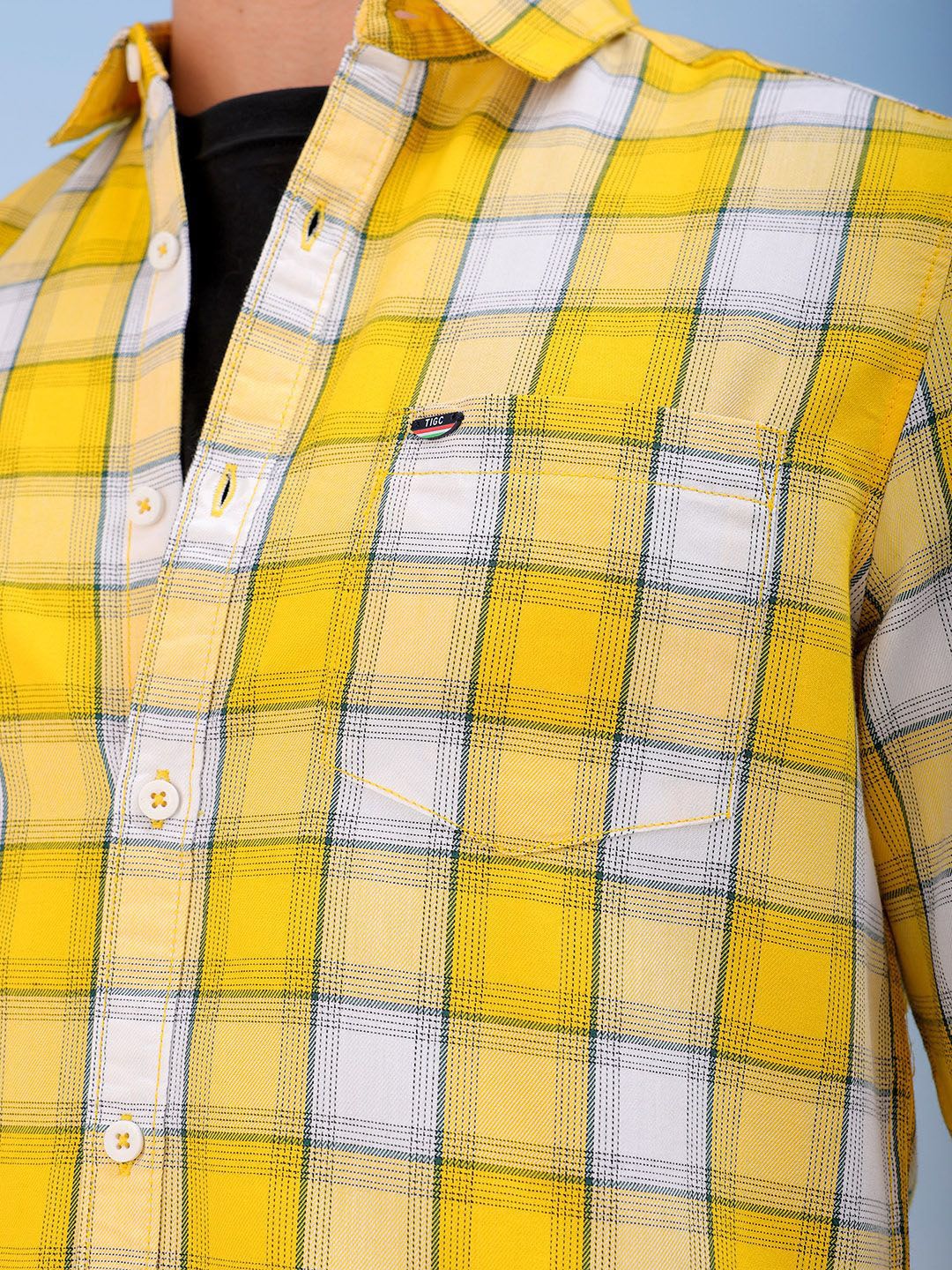 The Indian Garage Co Men Spread Collar Checked Cotton Slim Fit Casual Shirt