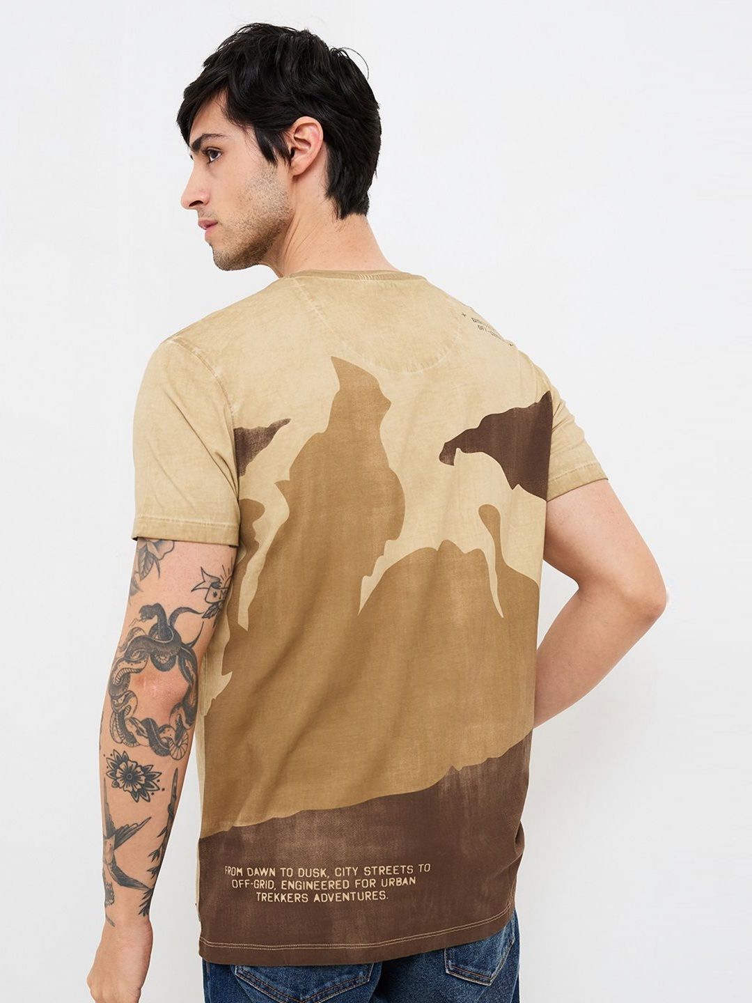 SPYKAR Men Typography Printed Round Neck Cotton Slim Fit T-shirt