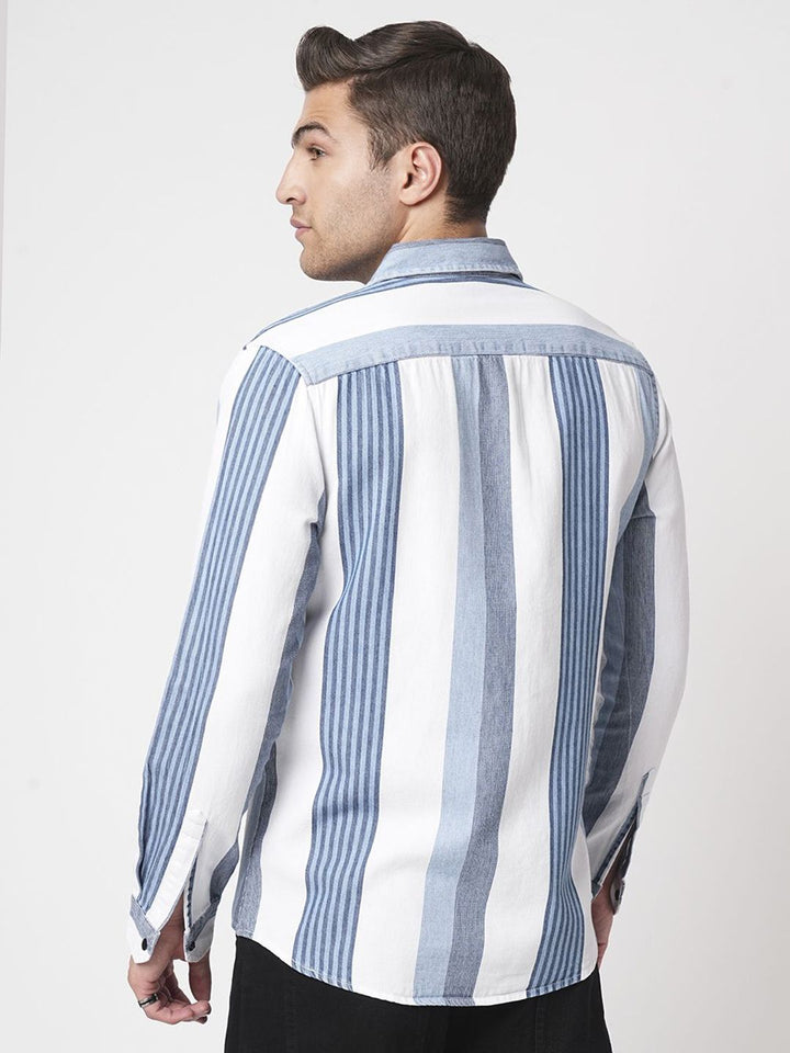 VASTRADO Men Stripes Striped Classic Slim Fit Cotton Casual Shirt