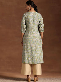 Libas Floral Printed Puff Sleeves Straight Kurta