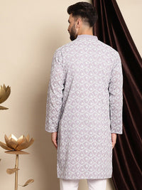 Anouk Ethnic Motifs Embroidered Band Collar Cotton Regular Kurta