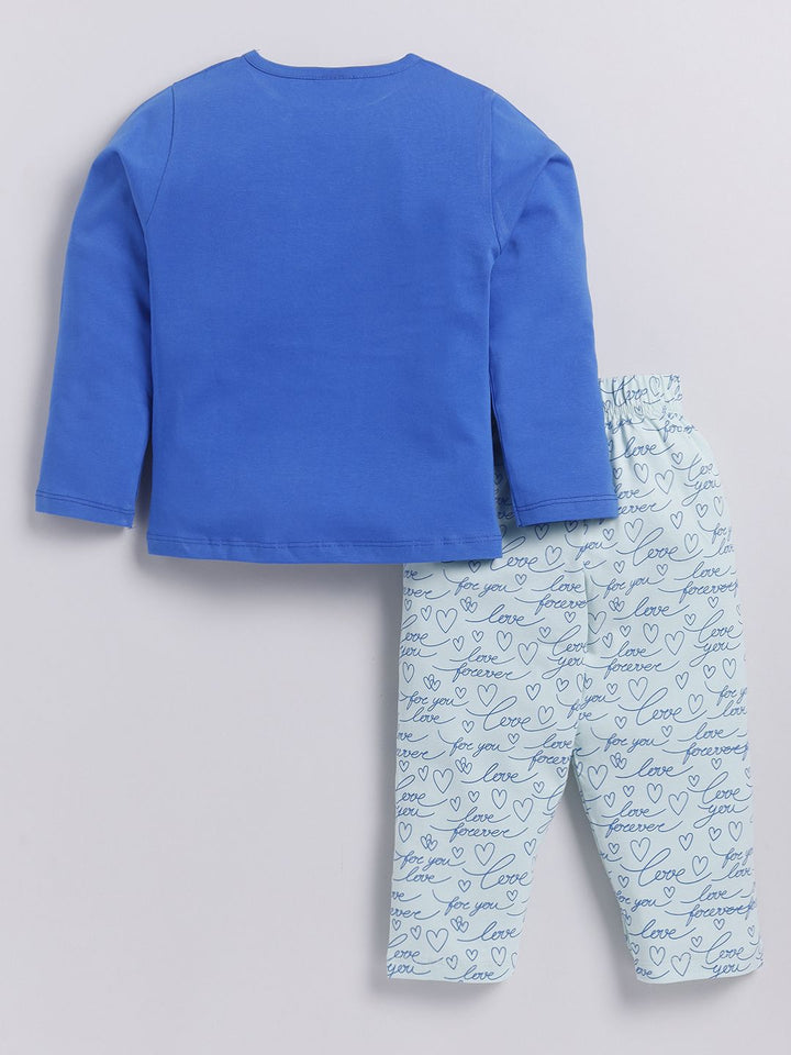 Moms Love Girls Printed Pure Cotton T-Shirt With Trousers