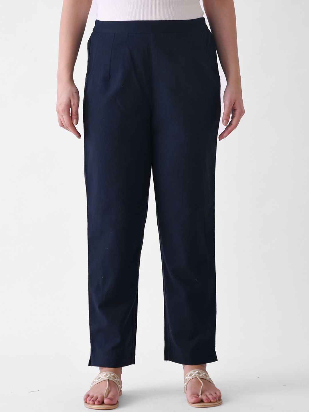 Rustorange Women Pure Cotton Mid-Rise Trouser