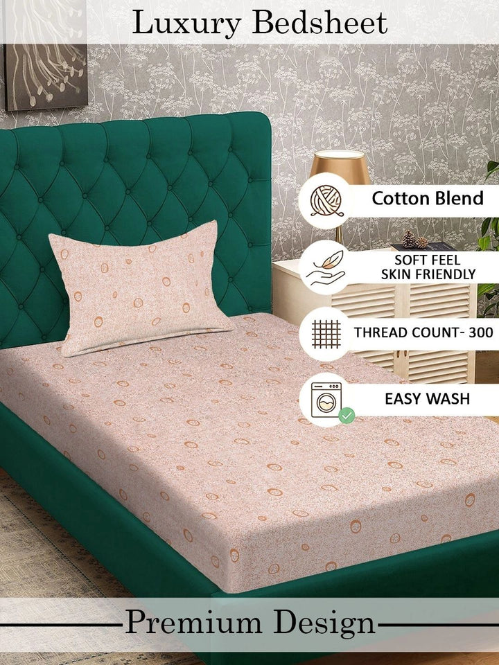 Myntra Elegant Homes Orange & White Geometric 300 TC Single Bedsheet with 1 Pillow Covers