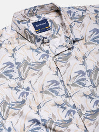 Bene Kleed Men Slim Fit Floral Printed Slub Texture Casual Shirt