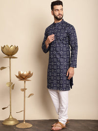 Motif Etnik Anouk Bercetak Kolar Jalur Kurta Biasa dengan Churidar
