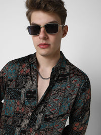 VASTRADO Men Classic Slim Fit Ethnic Motifs Printed Casual Shirt