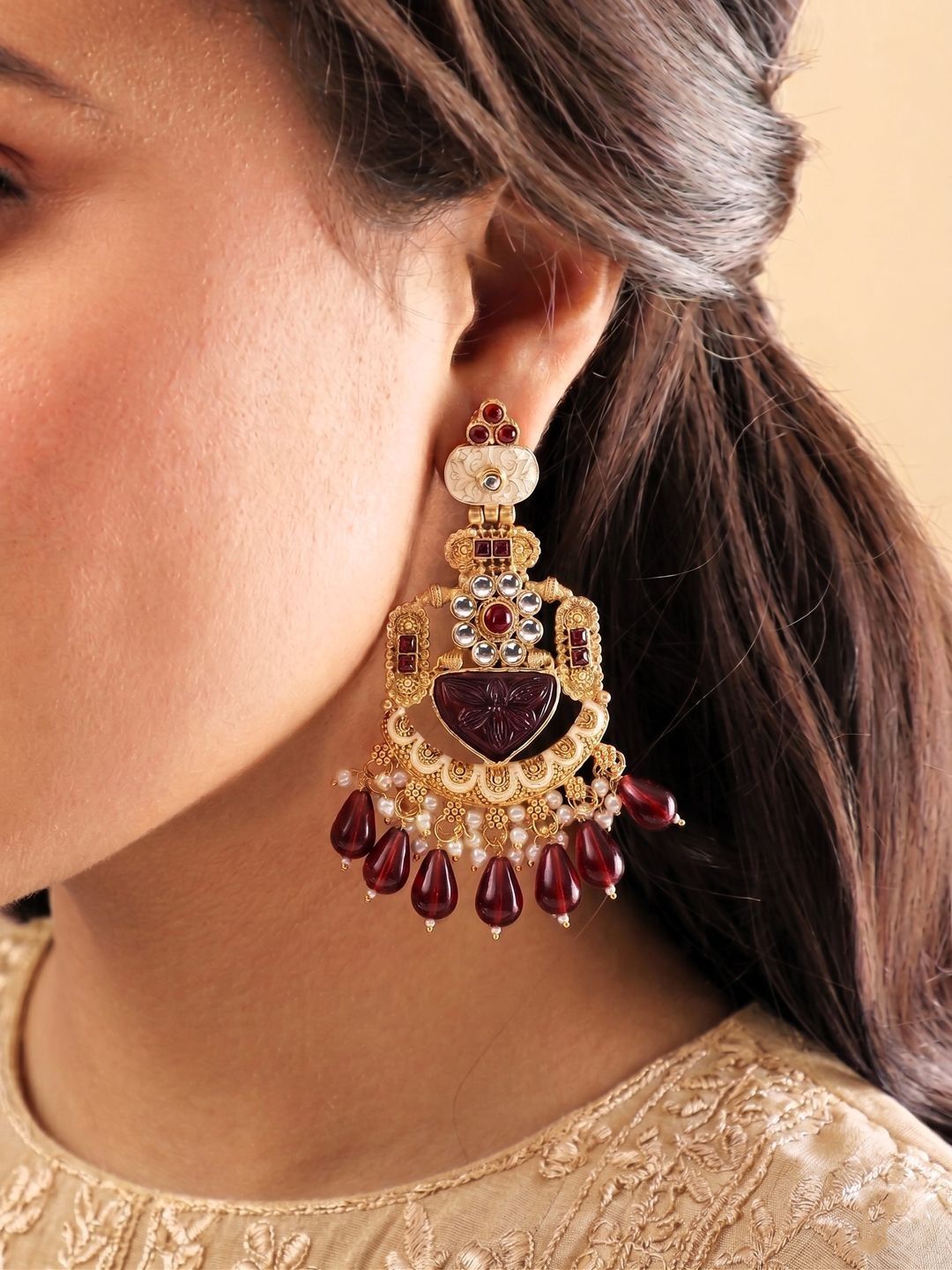 PANASH Teardrop Shaped Drop Earrings