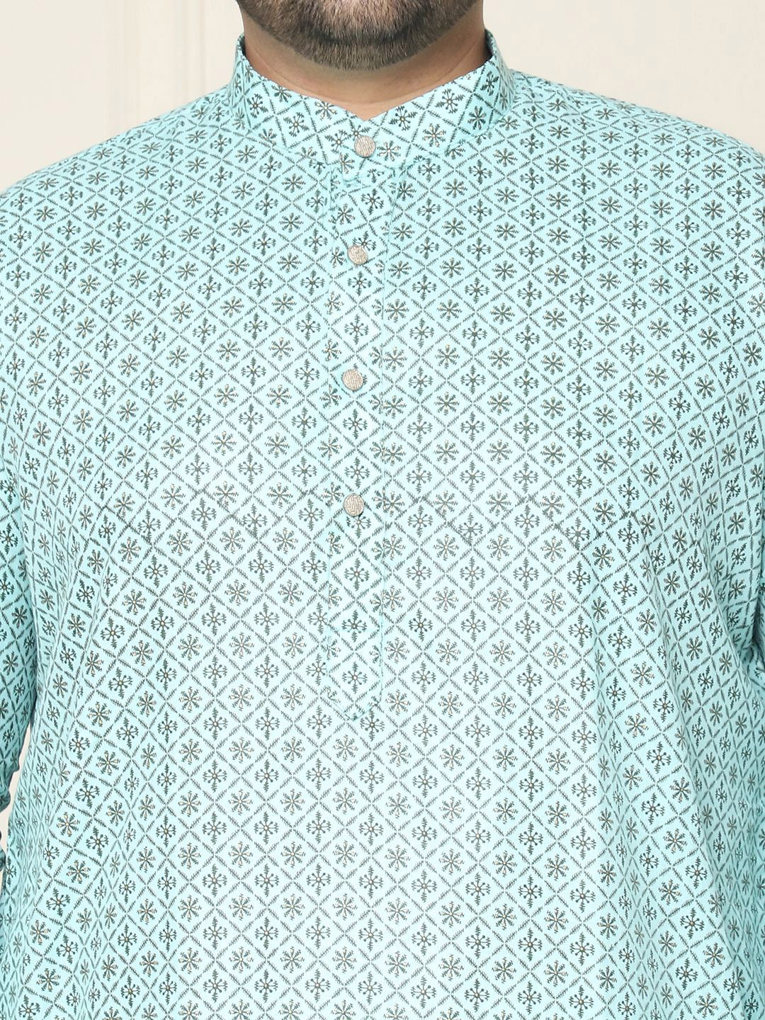 SOJANYA PLUS Ethnic Motifs Band Collar Straight Kurta With Pyjamas