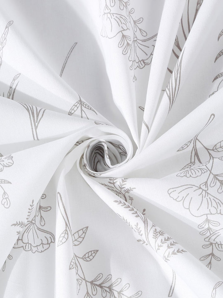 Klotthe White Floral 400 TC Pure Cotton Super King Double Bedsheet dalam Pembungkusan Lipat Buku