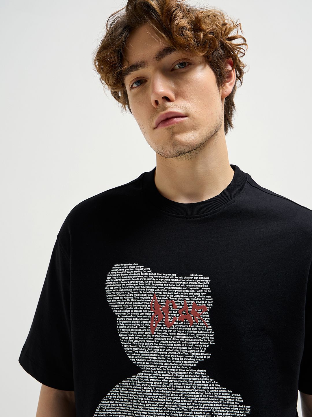 THE BEAR HOUSE Men Typography Printed Round Neck Cotton Oversized T-shirt