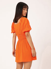 DressBerry Vibrant Style Cinched Waist Seersucker A-Line Mini Dress
