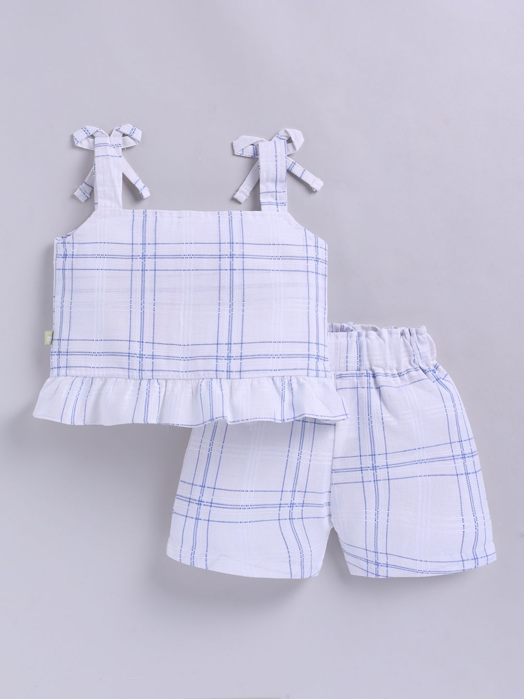 Moms Love Infant Girls Cotton Checked Top with Shorts