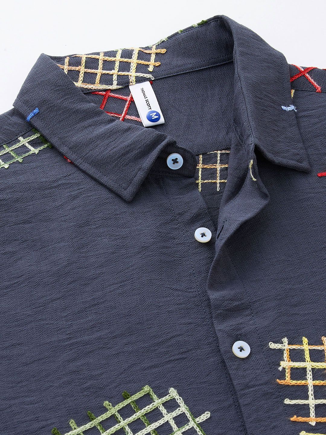 Thomas Scott Men Embroidered Regular Fit Casual Shirt
