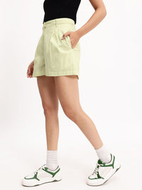 Dressberry Sage Green Hello Sunshine Pleated High-Rise Shorts