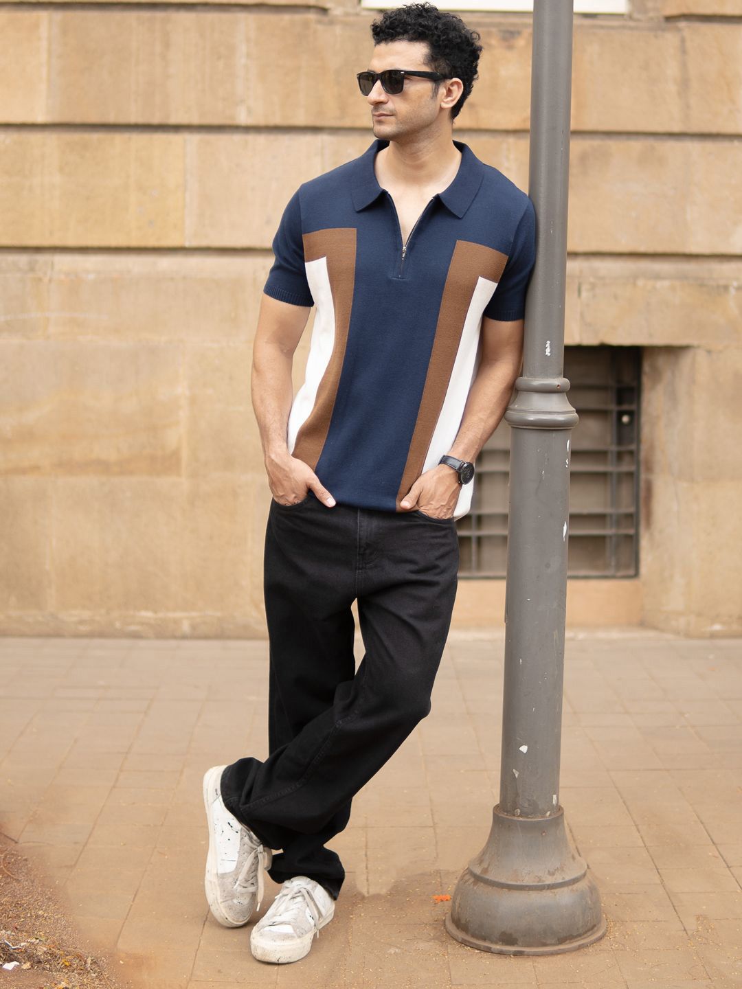 Powerlook Men Cotton Striped Polo T-Shirt