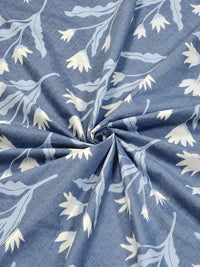 KLOTTHE Blue Floral Printed Dilengkapi 300 King Dilengkapi Cadar Katil Double Dengan 2 Sarung Bantal