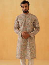 SOJANYA LUXE Floral Kashmiri Bordir Labuci Kurta Lurus Georgette Dengan Seluar