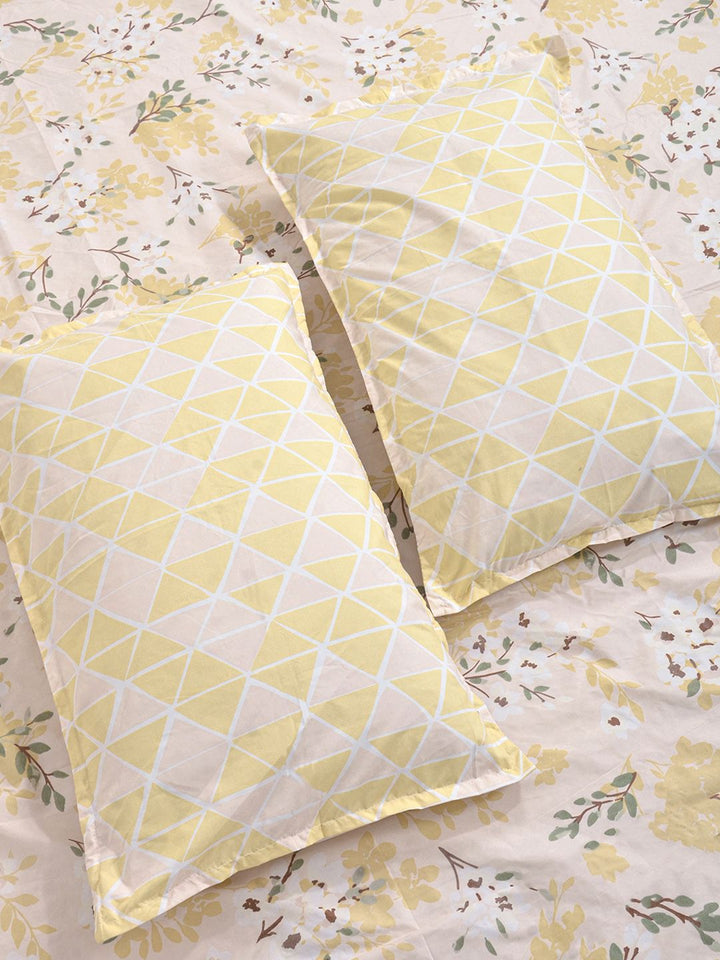 KLOTTHE Bunga Kuning 300 TC Cadar King dengan 2 Sarung Bantal