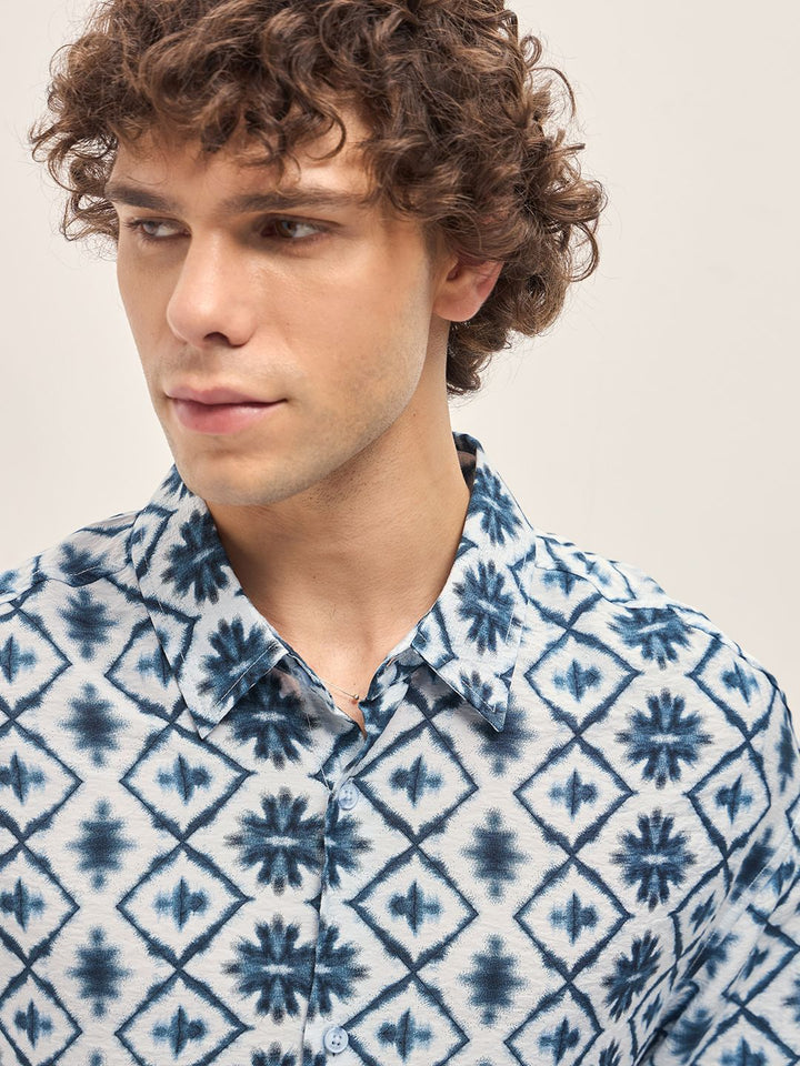 THE BEAR HOUSE Men Spread Collar Abstract Printed Relaxed Fit Casual Shirt