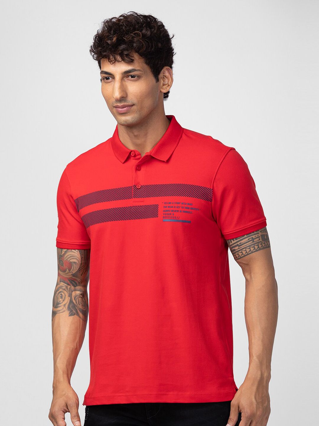 SPYKAR Men Printed Polo Collar Slim Fit T-shirt
