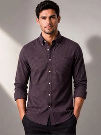 ADRO Men Standard Micro Checks Baju Kasual Berpetak