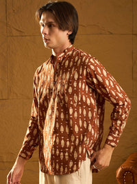 DENNISON Fish Block Printed Cotton Short Kurta