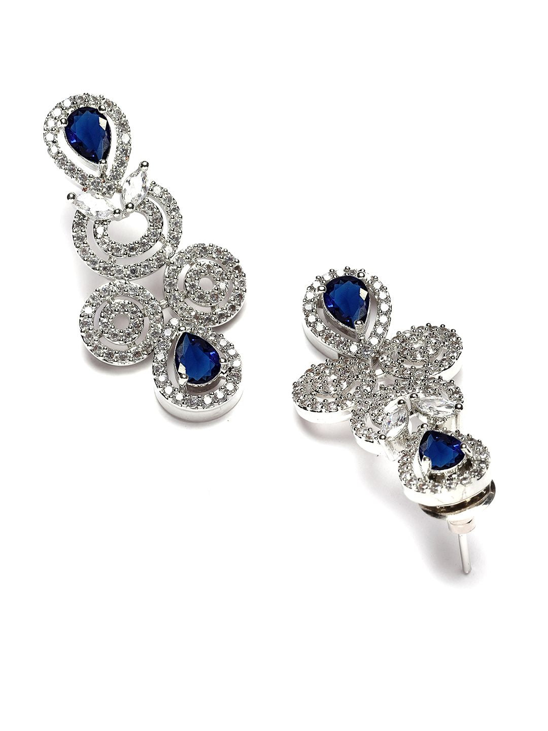 KARATCART Silver-Plated CZ-Studded Beaded Jewellery Set