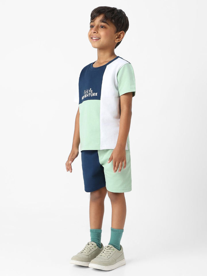 Nauti Nati Boys Colourblocked T-shirt with Shorts