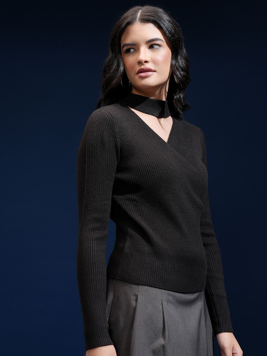 Tokyo Talkies Women Ribbed Pullover