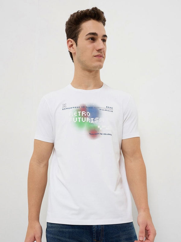 T-shirt t-shirt t-shirt yang dicetak di leher bulat