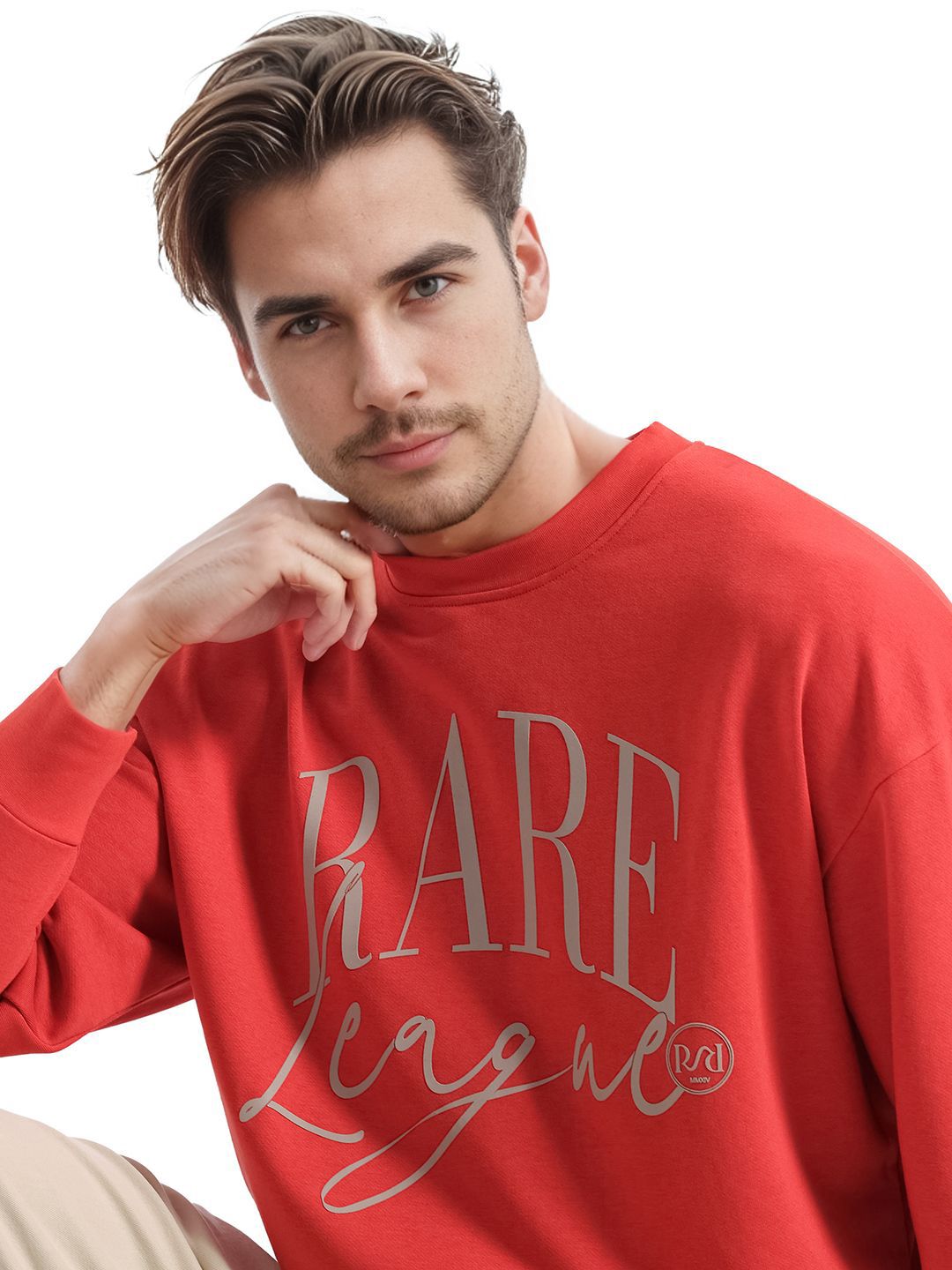 RARE RABBIT Men Typography Printed Cotton Sweatshirt
