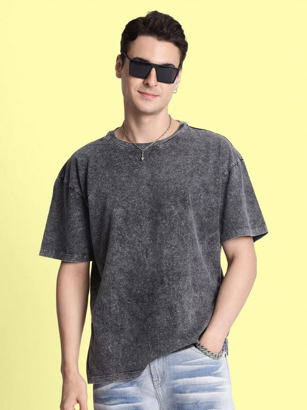 Bene Kleed Men Asid mencuci T-Shirt Kapas Leher Pusingan