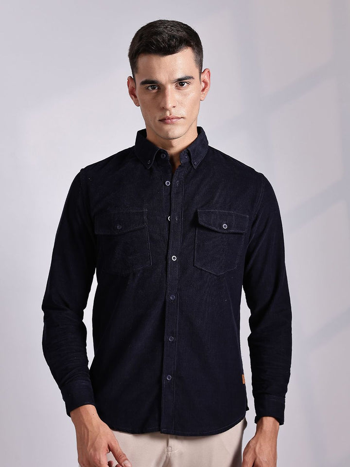 Thomas Scott Men Self Design Corduroy Cotton Shacket