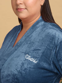 KLOTTHE Women Plus Size Woollen Bath Robe With Belt