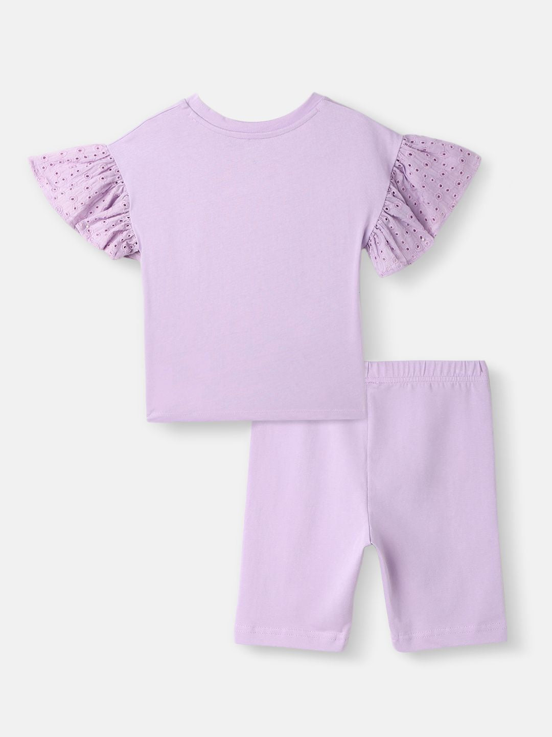 Nauti Nati Girls Frozen Printed Pure Cotton Top With Shorts