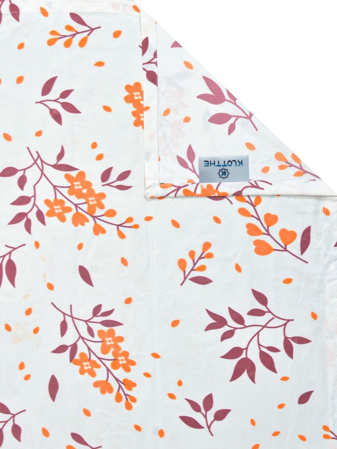 KLOTTHE White Floral Polycotton 300 TC King Fine Bedsheet dengan 2 Sarung Bantal-98 x 89 inci