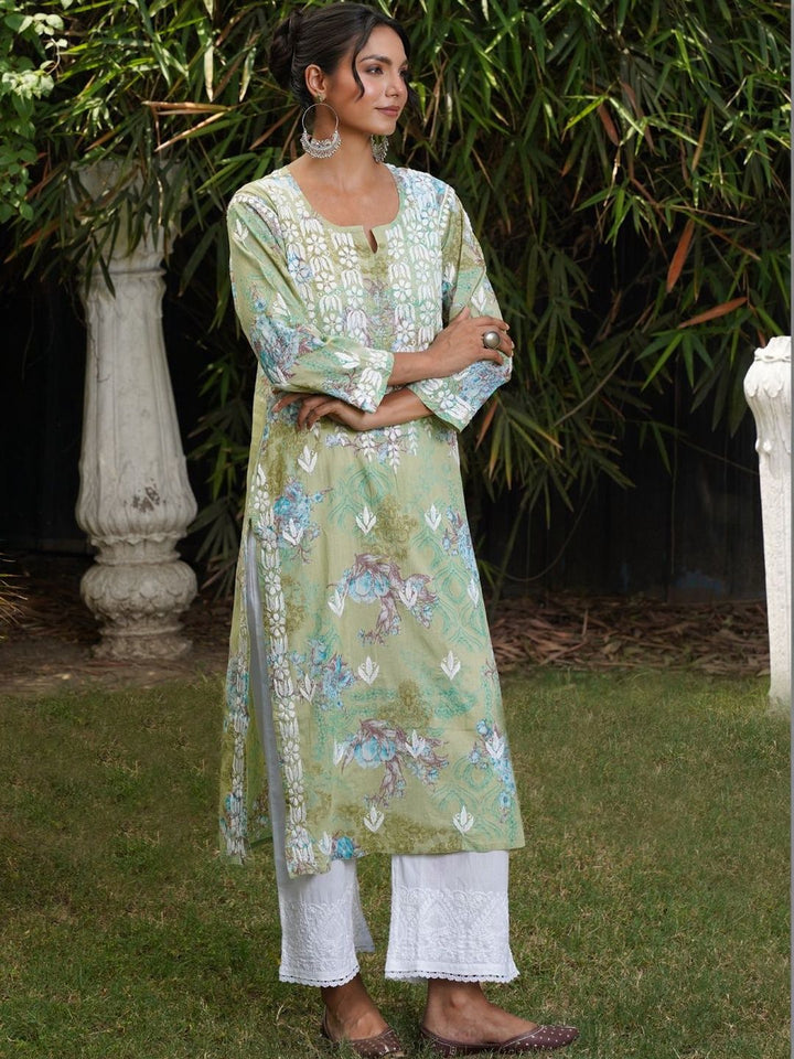Rumah Wanita Chikankari Sulaman Bunga Chikankari Indie Floral Kurta