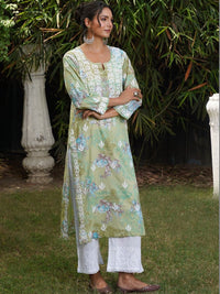 Rumah Wanita Chikankari Sulaman Bunga Chikankari Indie Floral Kurta
