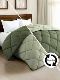 Story@home Olive Green Solid Reversible 240 GSM Heavy Winter Double Bed Comforter