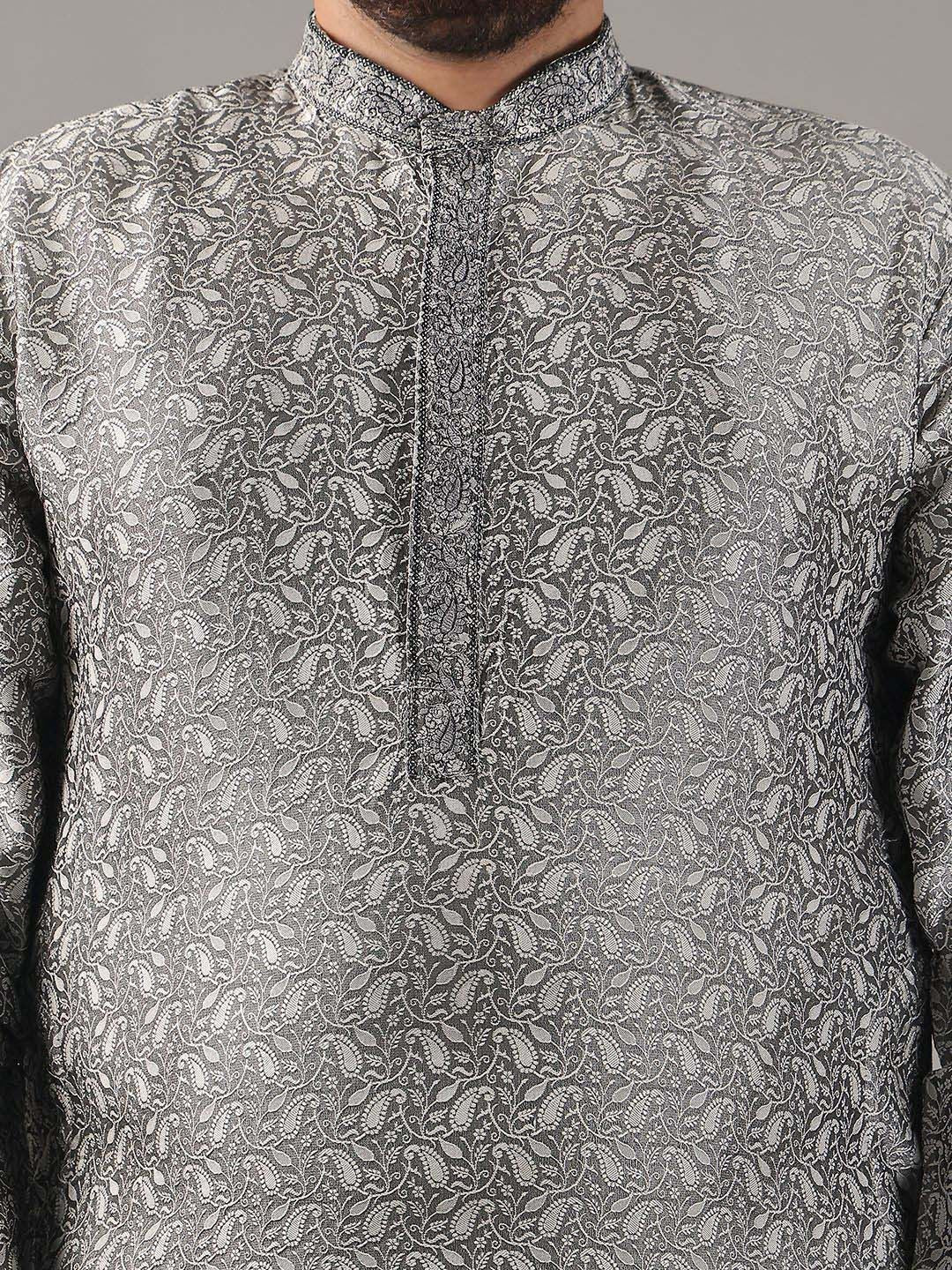 SOJANYA PLUS Plus Size Men Ethnic Motifs Woven Design Straight Kurta With Pyjamas