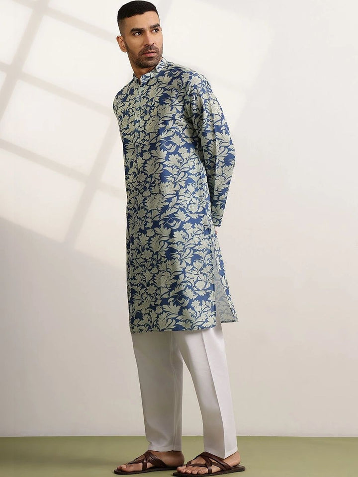 Anouk Men Floral Printed Kurta Biasa dengan Seluar