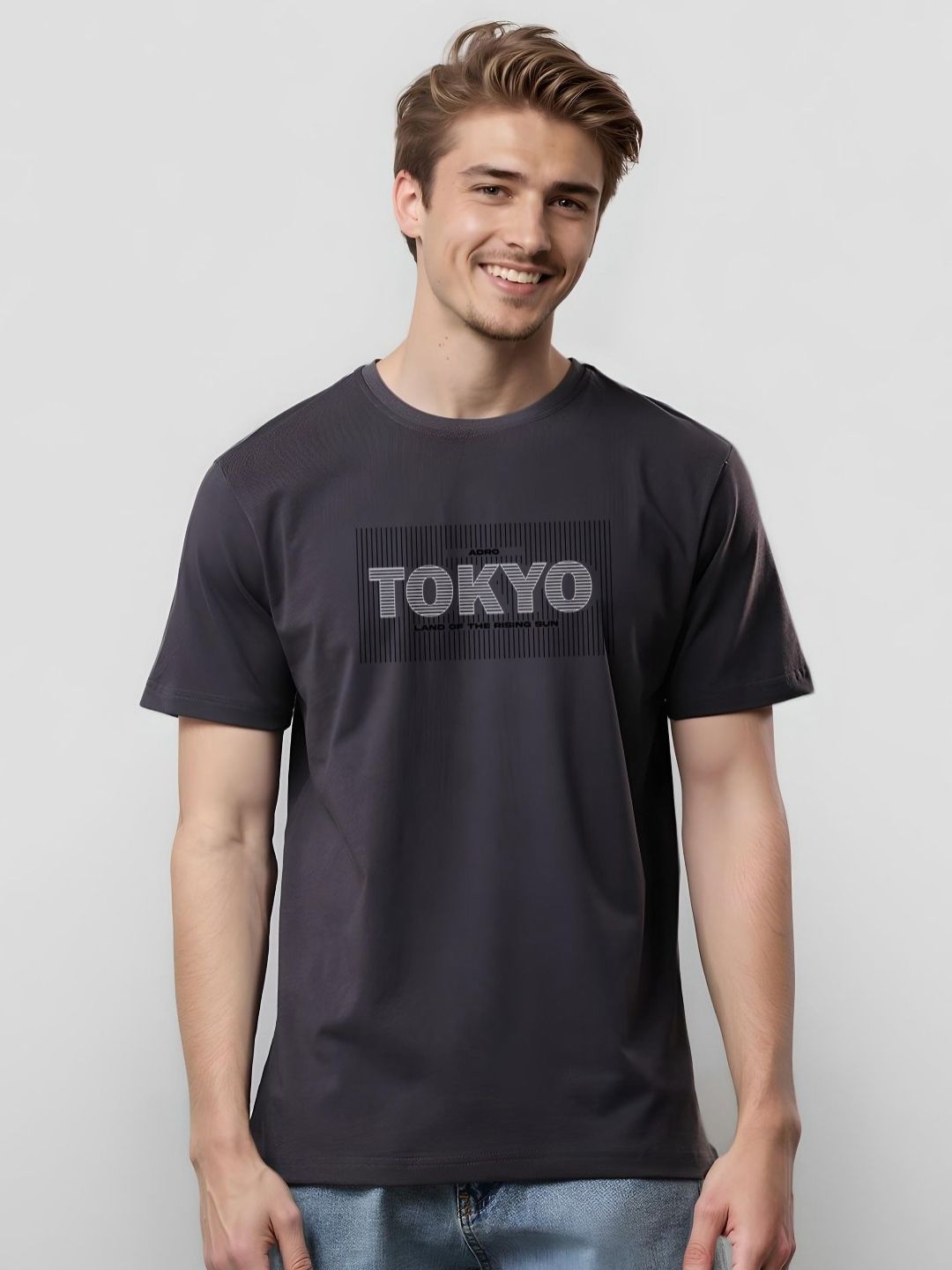 ADRO Men Typography Printed Round Neck Cotton T-shirt