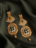 PANASH 22Ct Gold Plated Kundan Studded Drop Earrings